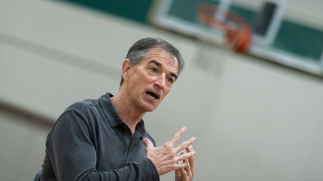 NBA Hall of Famer and former Utah Jazz point guard John Stockton speaks with Deseret News reporter Samuel Benson at the Warehouse Athletic Facility in Spokane, Washington, on March 13.