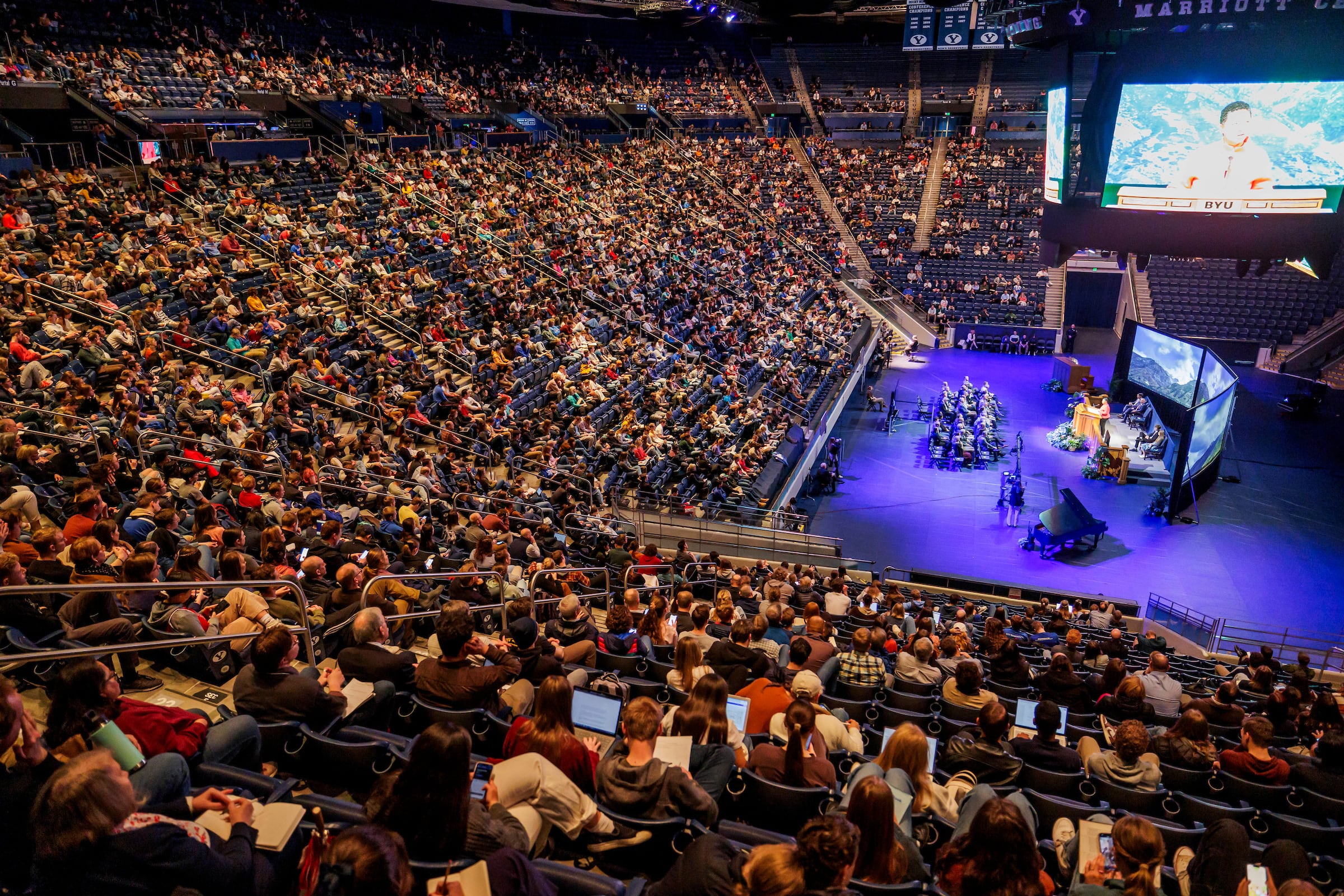 Harvard professor Danielle Allen speaks at the BYU devotional Tuesday, March 26, 2024.