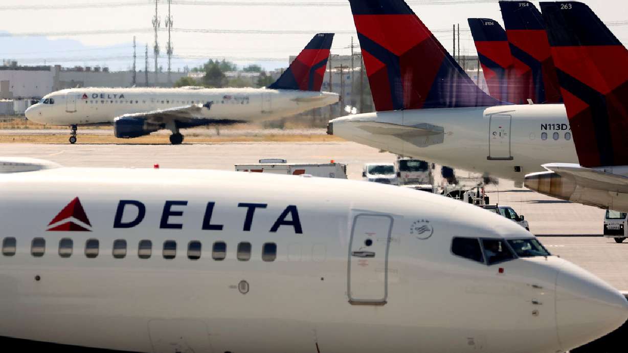 A Delta Air Lines flight over the weekend was cut short and the plane returned to Salt Lake City after a panel behind one of the two engines fell off during takeoff.