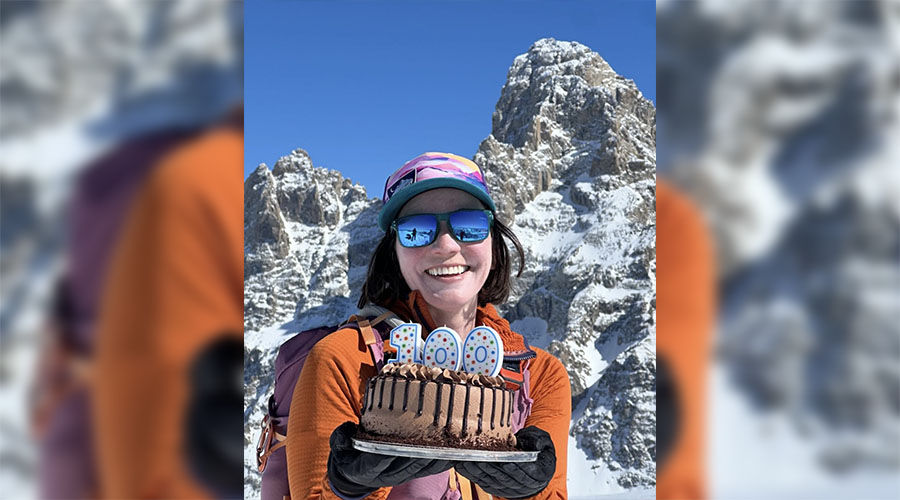 Bryanna Johnson celebrates her 100th time hiking Table Rock.