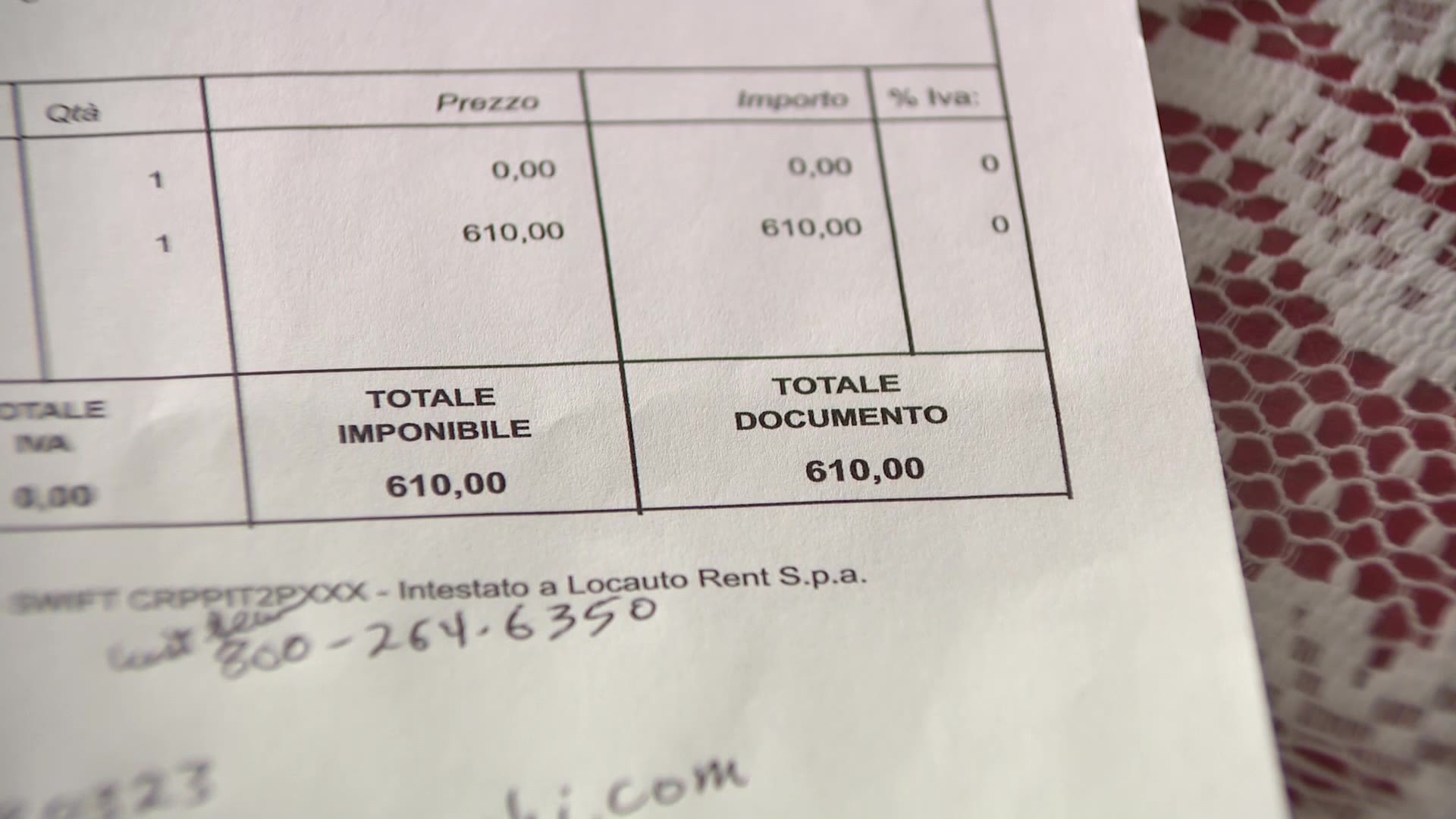 The bill that Denis Hawkins got from a rental car company.