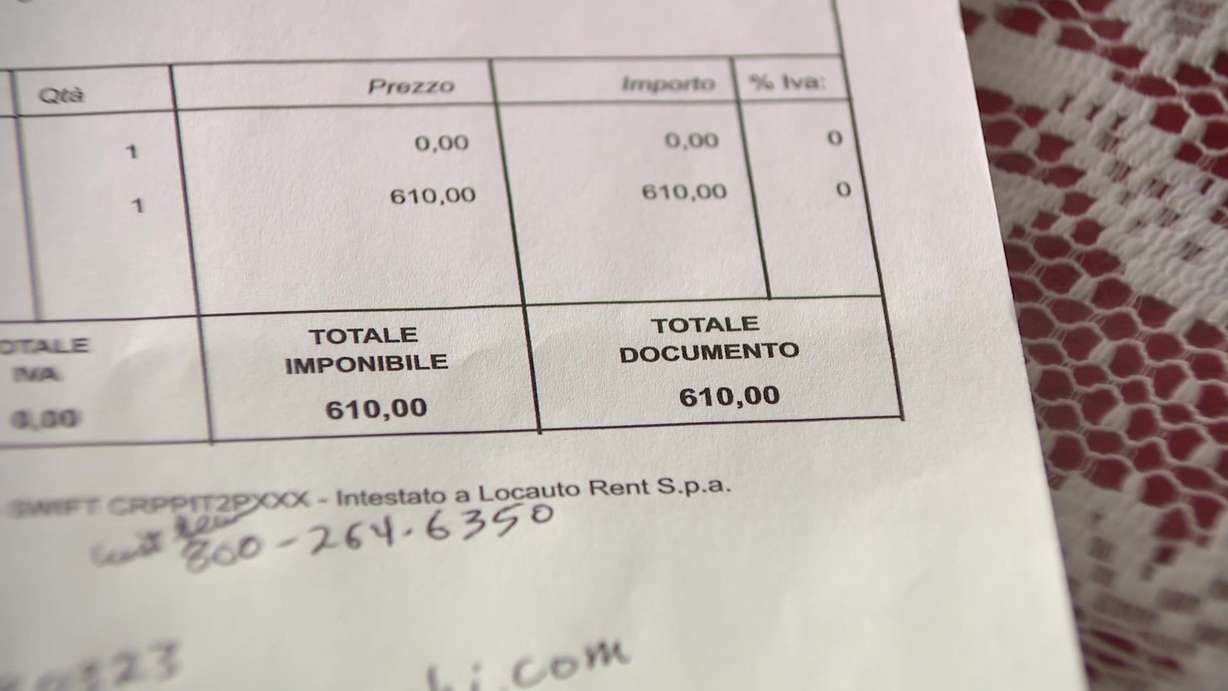 The bill that Denis Hawkins got from a rental car company.