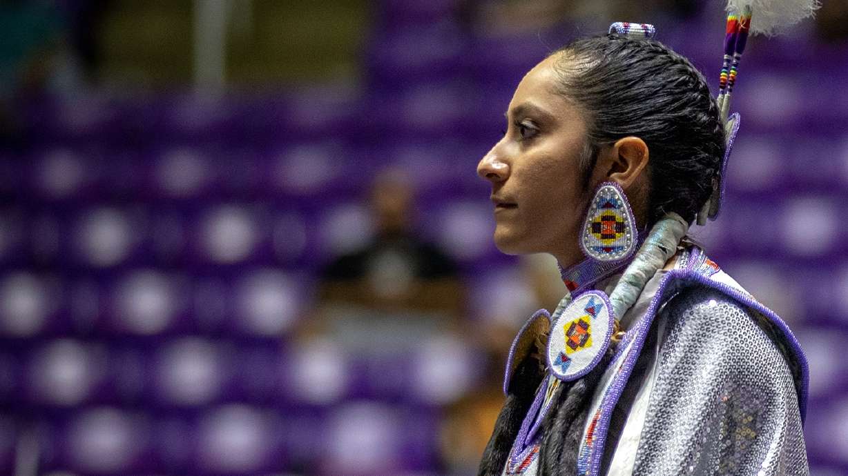 The Native American Student Association at Weber State University in Ogden will host a powwow on Saturday. The photo comes from the powwow on March 26, 2022, at Dee Events Center on the university campus.