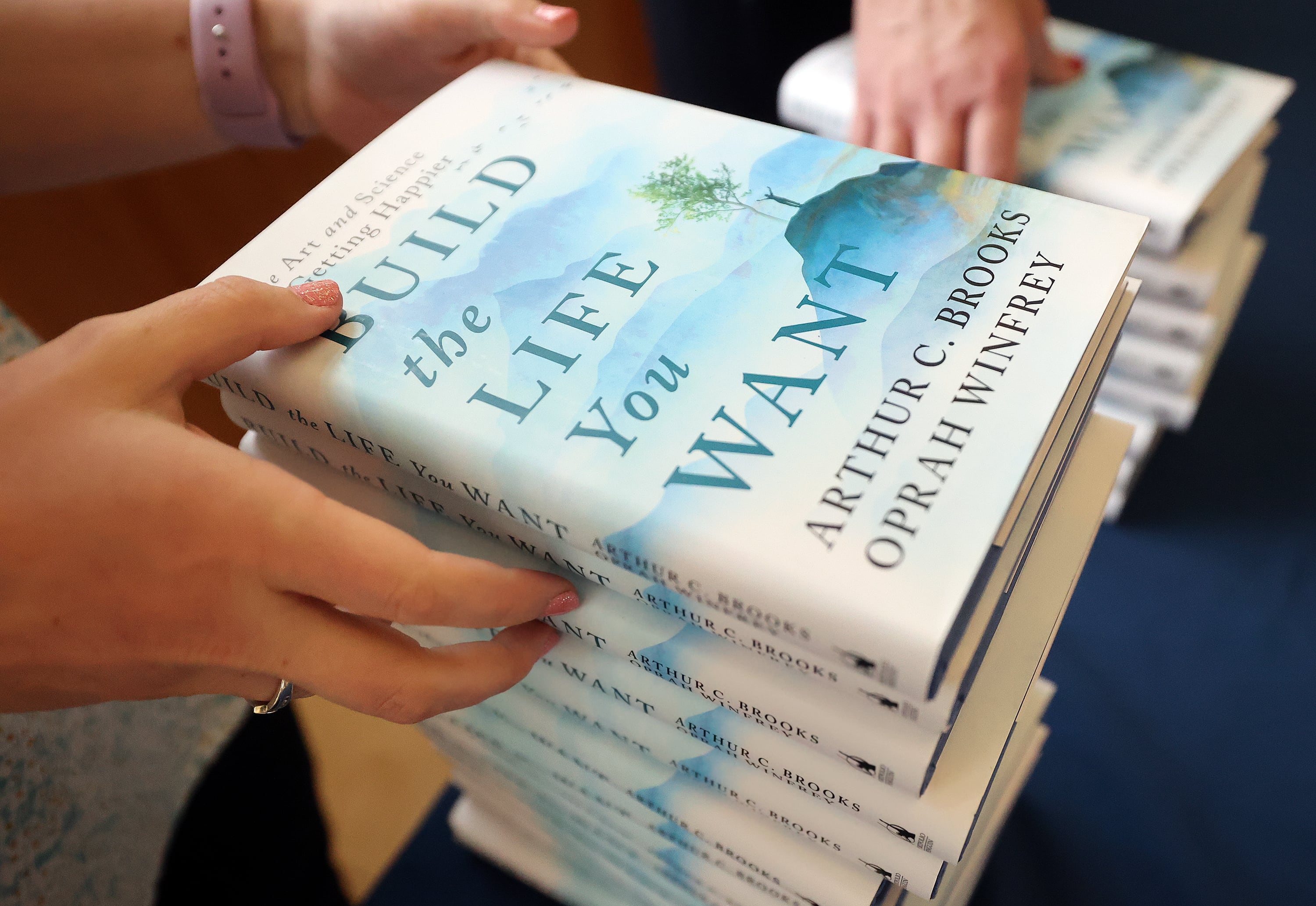 “Build the Life You Want,” by Arthur C. Brooks, was available for attendees after Brooks spoke about happiness at the Gordon B. Hinckley Alumni and Visitors Center at BYU, hosted by the Wheatley Institute, University of Utah and the Marriott School of Business, in Provo on Thursday.