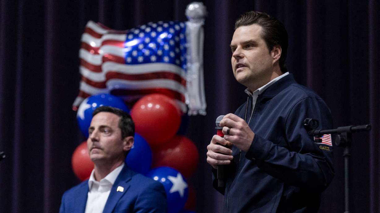 Florida Rep. Matt Gaetz endorses Riverton Mayor Trent Staggs in his U.S. Senate run Thursday at a campaign event in Riverton.