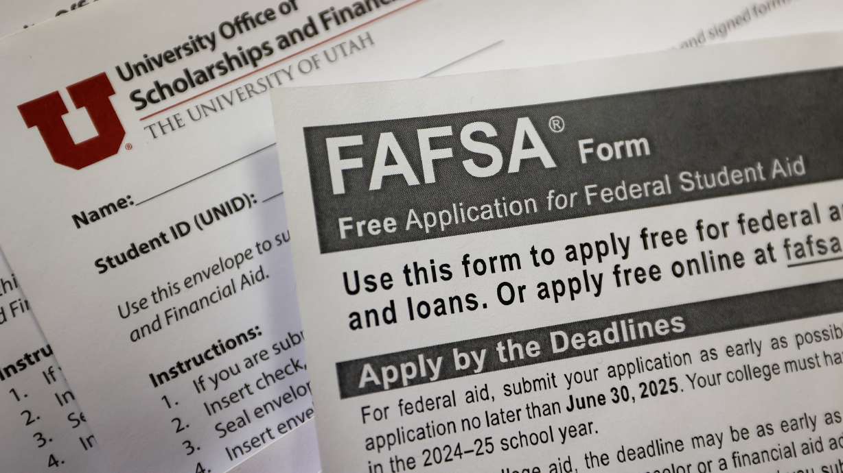 Financial aid applications are pictured at the University of Utah in Salt Lake City on March 13, 2024.