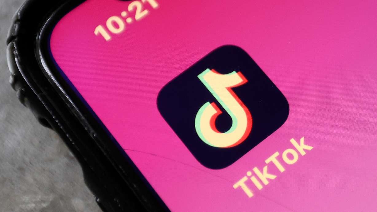 The TikTok app is pictured on an iPhone in Salt Lake City on March 13. TikTok has launched an advertising campaign against a bill that would require it to divest from ByteDance, a Chinese company.