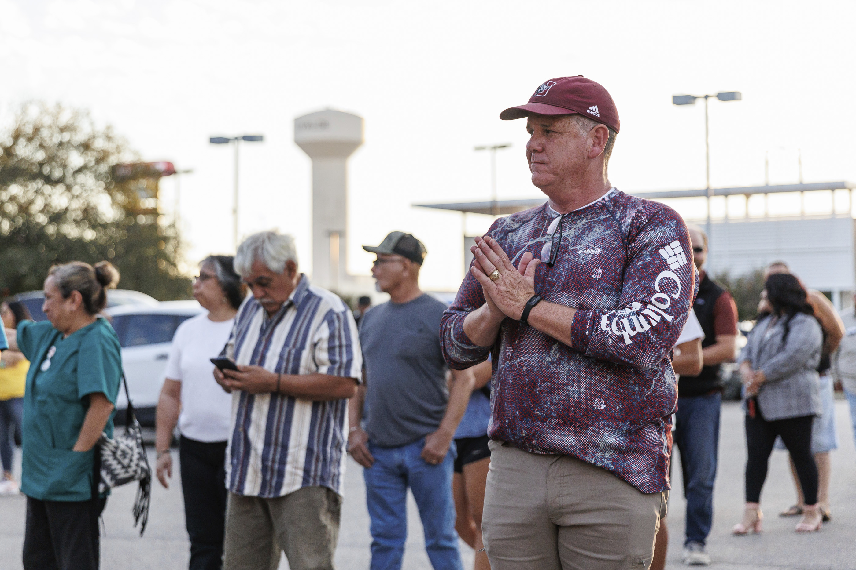 Uvalde mayoral candidate Cody Smith stands outside of a voting center Election Day, Nov. 7, 2023, in Uvalde, Texas. On Monday, Smith, now mayor of Uvalde, resigned from his position effective immediately.