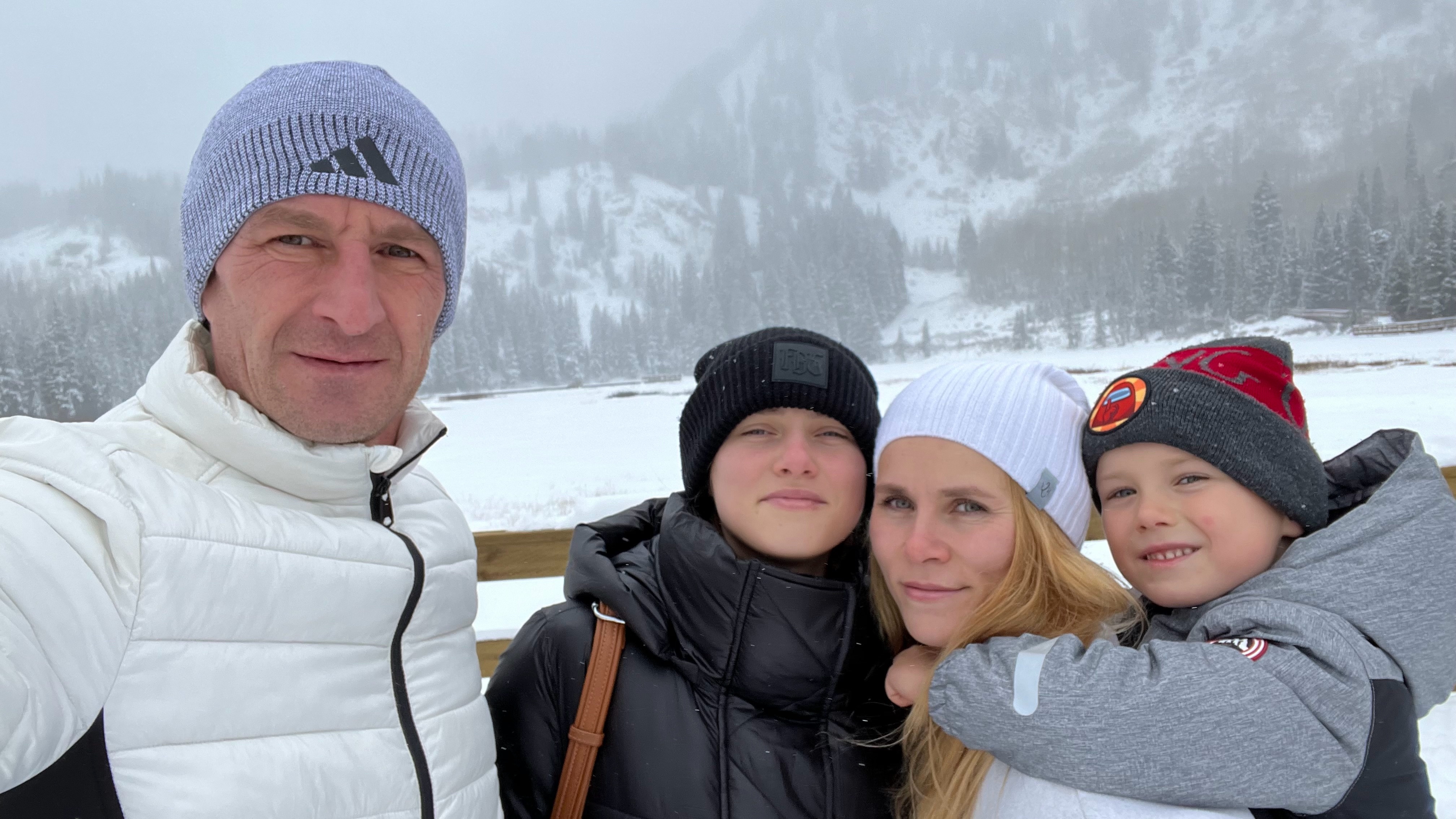 Alen Ruznich, left, is pictured with daughter Anastasiia, wife Hanna and son Kyrylo in Brighton in an undated photo. They came to Utah from Ukraine under a refugee program.
