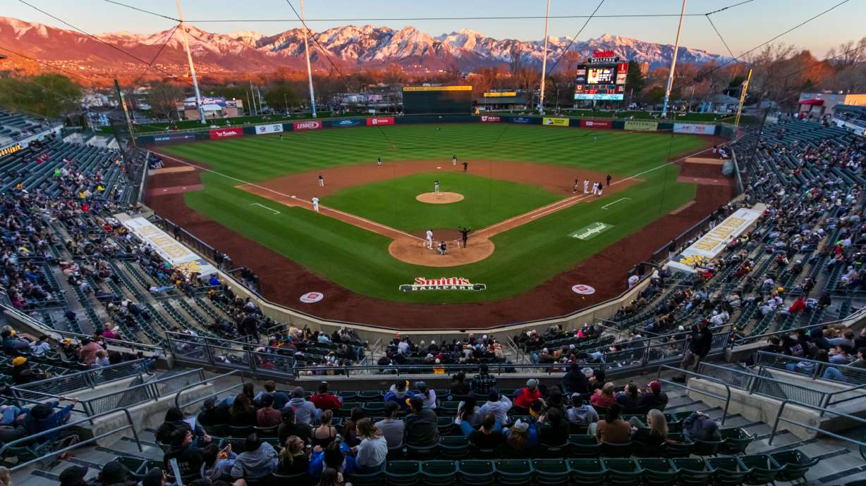 The Salt Lake Bees play the Tacoma Rainers at Smith's Ballpark in Salt Lake City on April 2, 2024. The Salt Lake Bees are set to play a game Tuesday as the Malmö Oat Milkers as part of a MiLB corporate sponsorship.