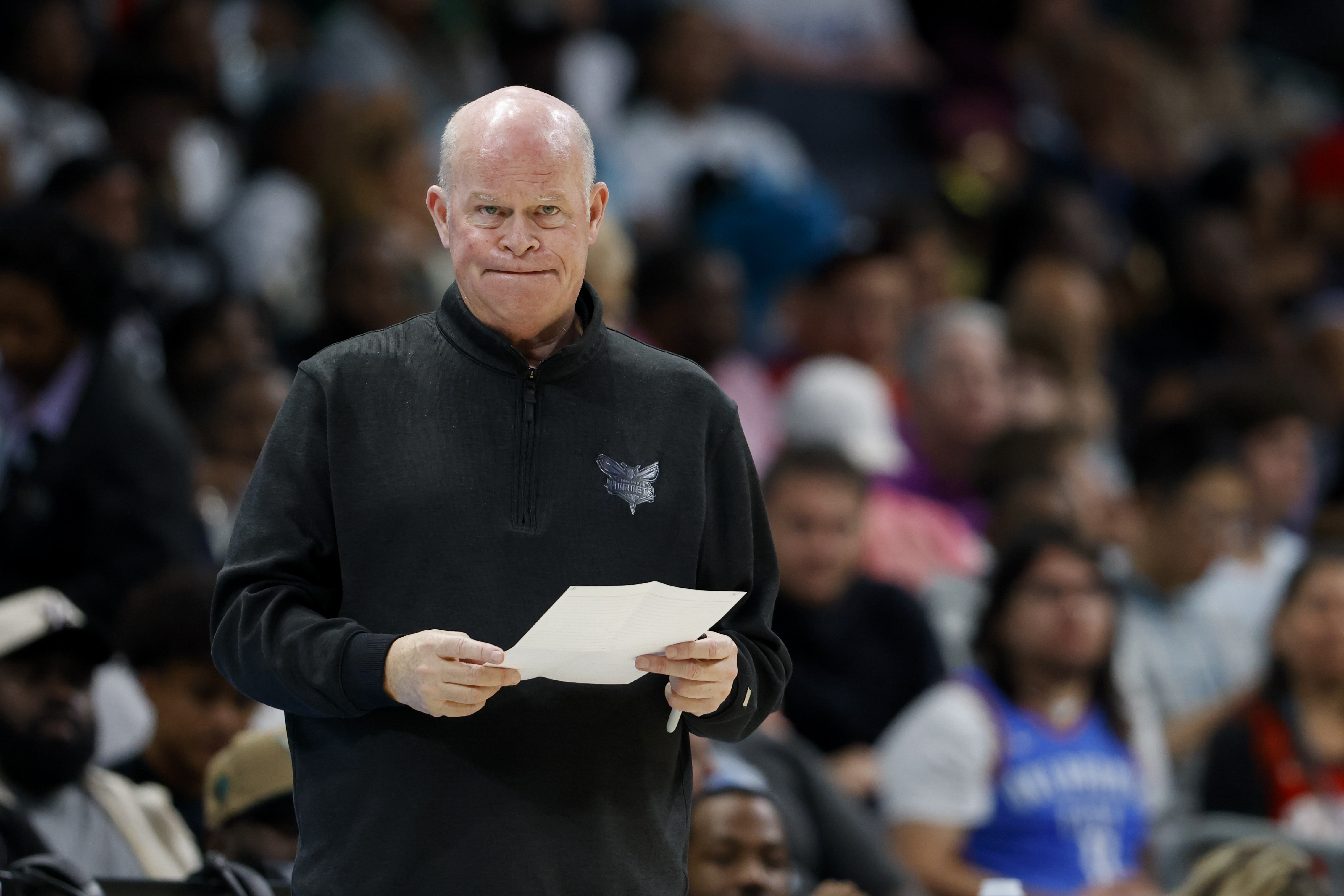 Charlotte Hornets head coach Steve Clifford watches his team play against the Los Angeles Clippers during the second half of an NBA basketball game in Charlotte, N.C., Sunday, March 31, 2024. 