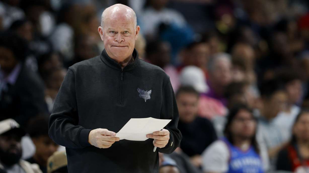 Charlotte Hornets head coach Steve Clifford watches his team play against the Los Angeles Clippers during the second half of an NBA basketball game in Charlotte, N.C., Sunday, March 31, 2024.