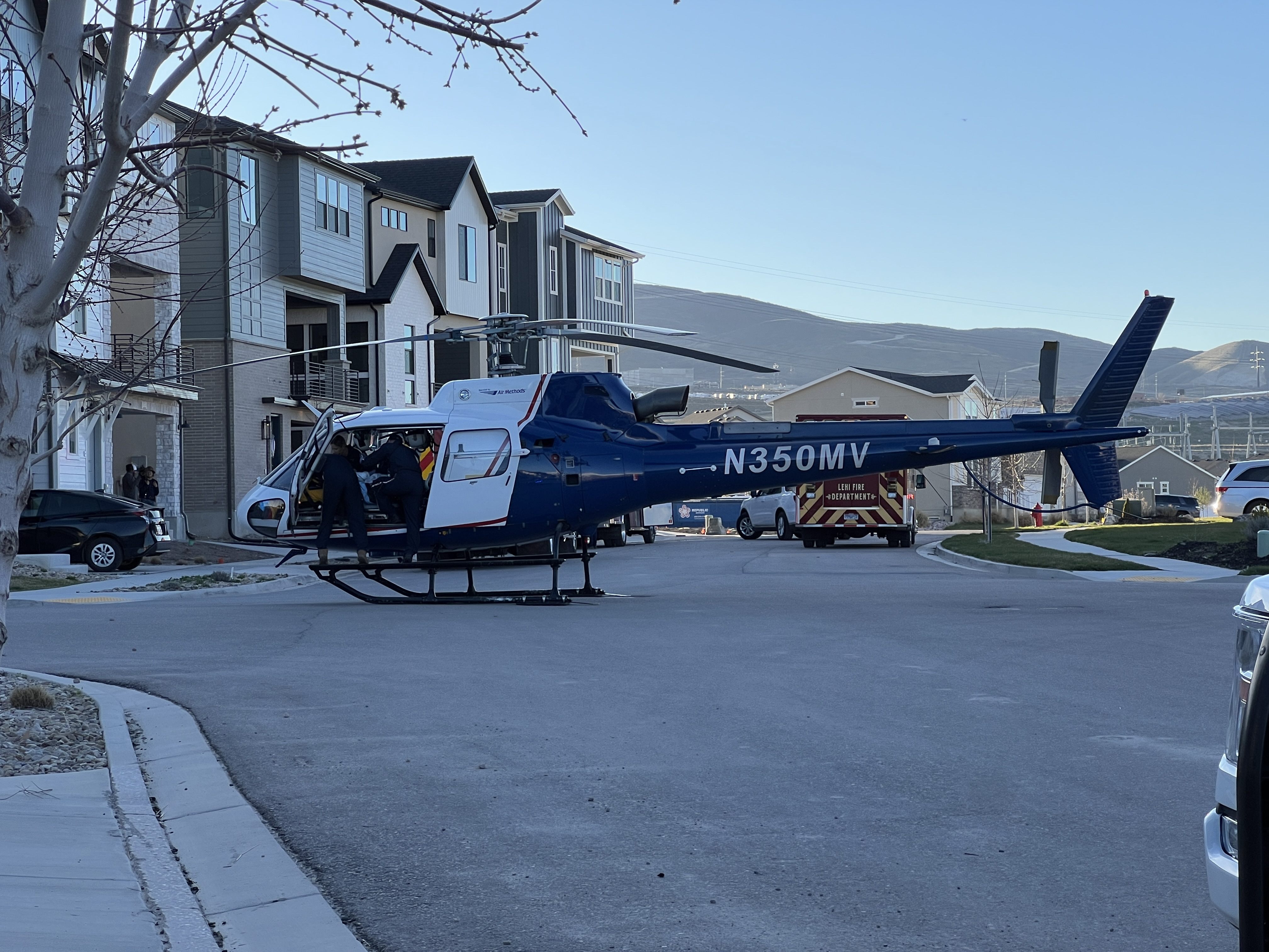 A construction worker was flown to a hospital after falling from a roof in Lehi Wednesday evening. 