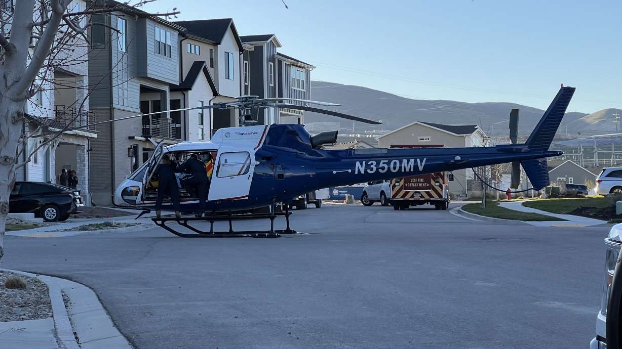 A construction worker was flown to a hospital after falling from a roof in Lehi Wednesday evening.