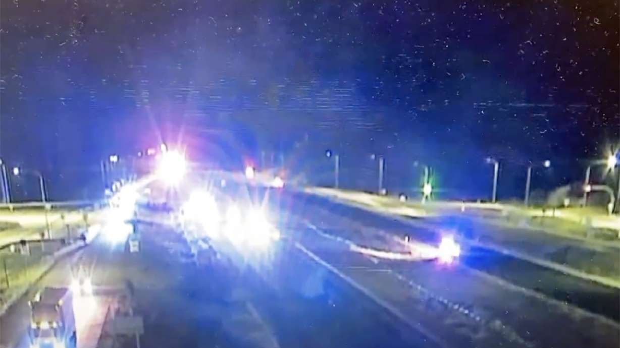 A wrong-way crash injured four people on I-15 near the Utah-Arizona border Thursday.