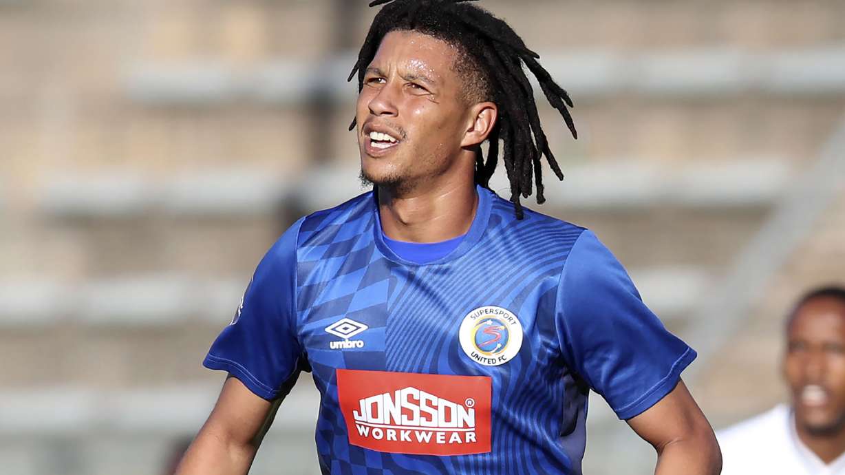 Supersport United's Luke Fleurs in action during the DStv Premiership match between Supersport United and Richards Bay at the Lucas Moripe Stadium, Atteridgeville, South Africa, on Jan. 22, 2023. Fleurs has been killed in a hijacking in Johannesburg, his Kaizer Chiefs club said on Thursday, April 4, 2024.