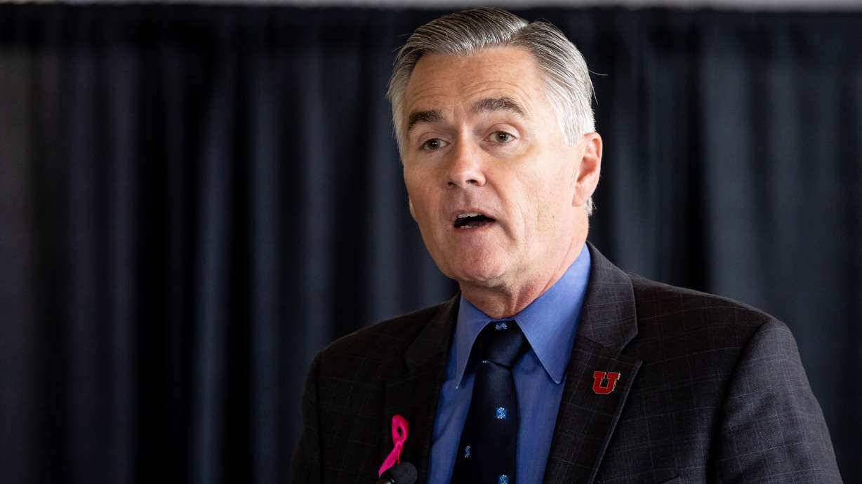 Dr. Michael Good, CEO of University of Utah Health, speaks in Salt Lake City on May 8, 2023. Good this week announced that he will be transitioning from his administrative roles later this year following a national search for his successor.