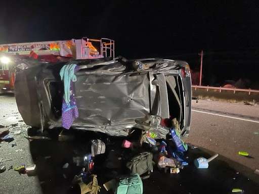 The Kerttula family vehicle, after it hit a deer and rolled into oncoming traffic on I-15 in southern Utah.