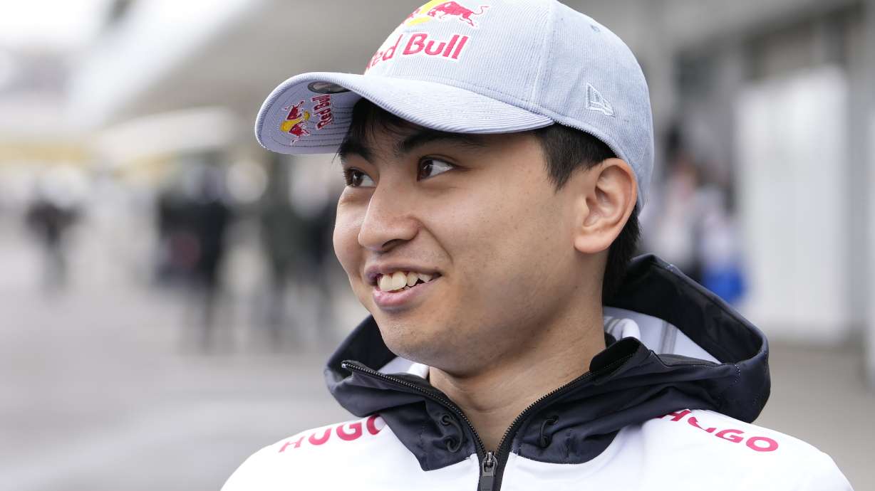 Ayumu Iwasa of Japan, reserve driver of RB, the team previously known as AlphaTauri before the second free practice session at the Suzuka Circuit in Suzuka, central Japan, Friday, April 5, 2024, ahead of Sunday's Japanese Formula One Grand Prix.