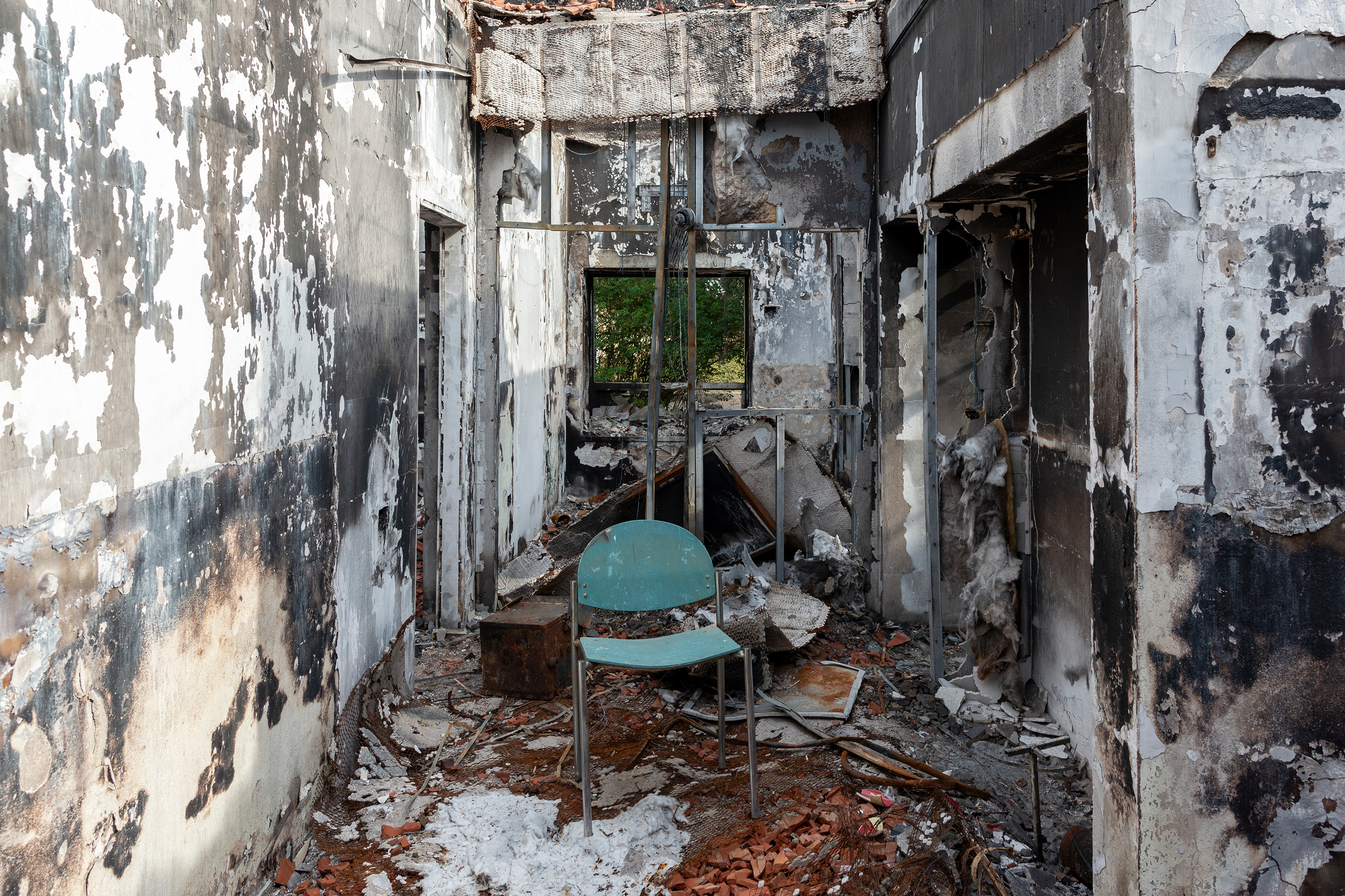 The interior of a home following the Oct. 7, 2023 attack by Hamas on Kibbutz Be’eri, which sustained some of the worst destruction that day.