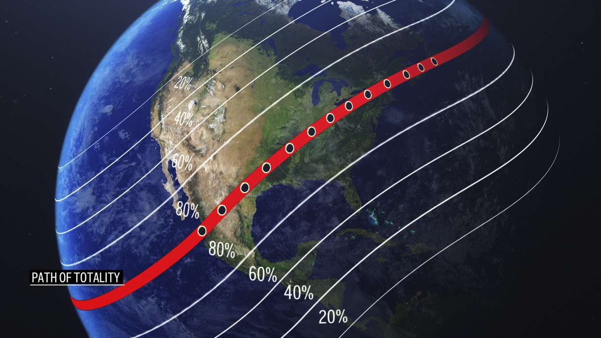 A total solar eclipse on Monday, April 8 will be visible across a swath of North America. An estimated 44 million people live inside the path of totality stretching from Mazatlan, Mexico, to Newfoundland; about 32 million of them are in the U.S.