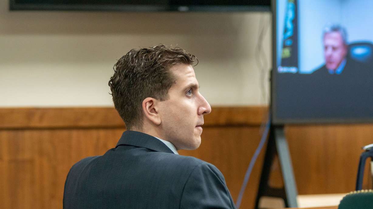 Bryan Kohberger listens to arguments in court on Oct. 26, 2023, in Moscow, Idaho. The judge overseeing Kohberger’s quadruple murder case says the defense's commissioned phone surveys to potential jurors could hinder Kohberger’s ability to get a fair trial.