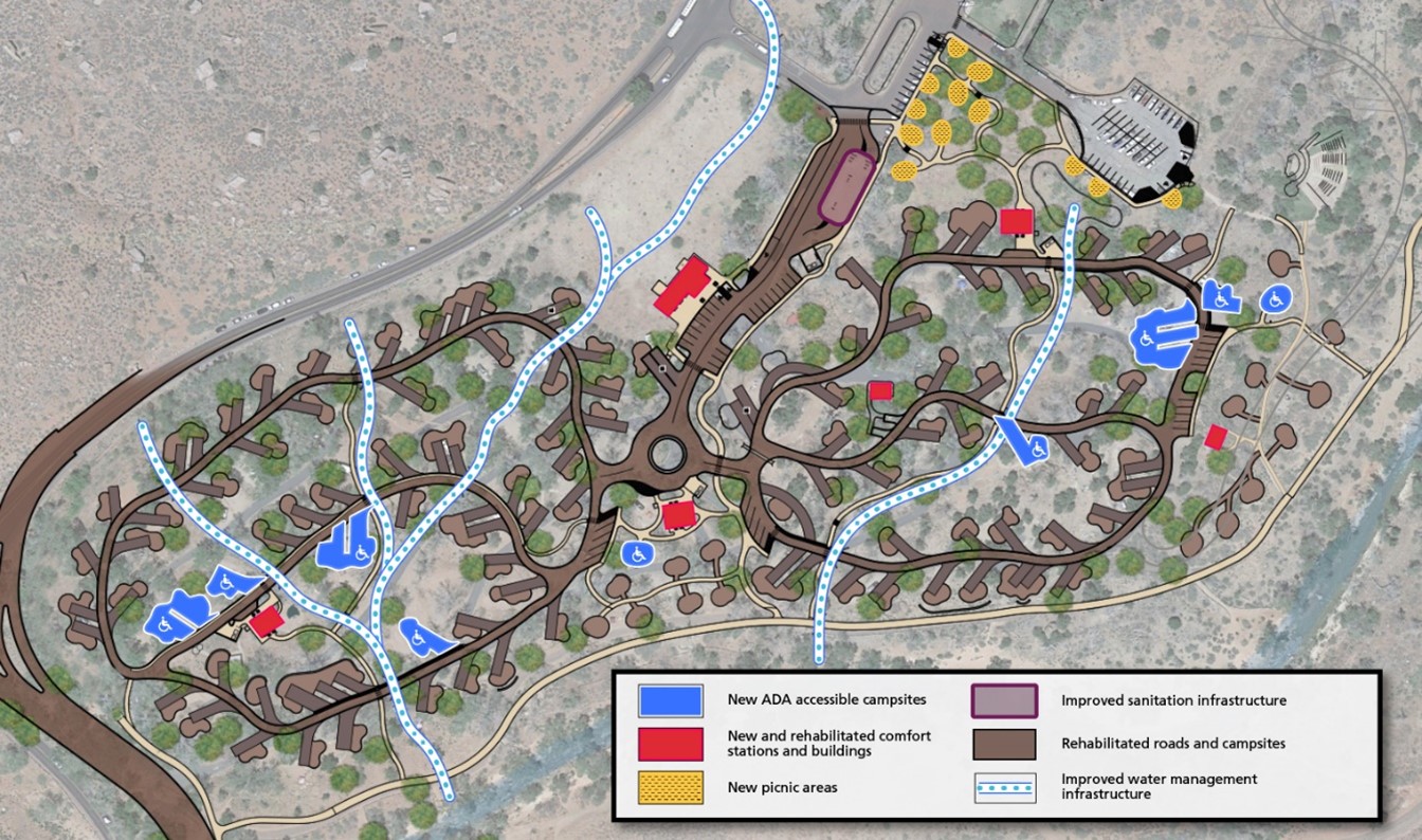 This map shows the improvements slated for Zions National Park's South Campground. Construction is now getting underway, park officials said Friday.