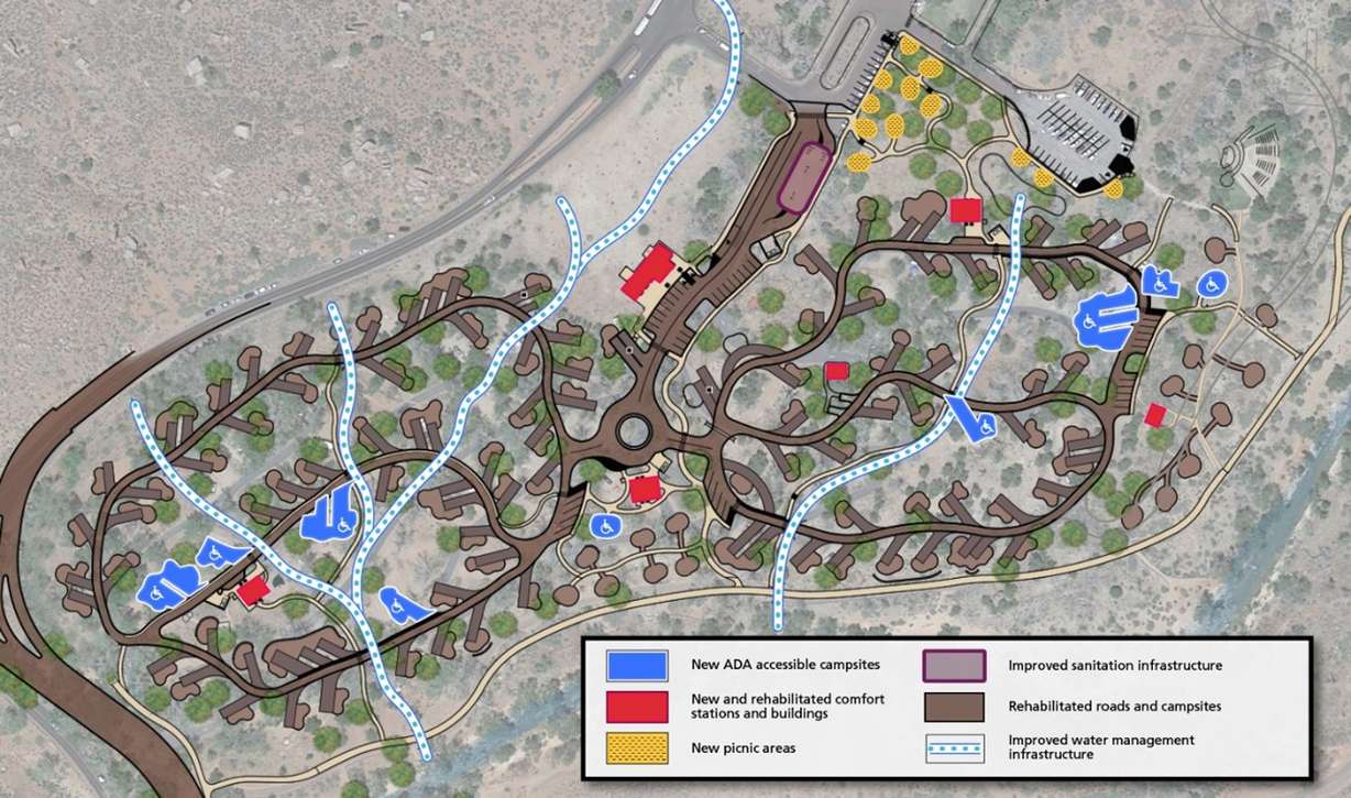 This map shows the improvements slated for Zions National Park's South Campground. Construction is now getting underway, park officials said Friday.