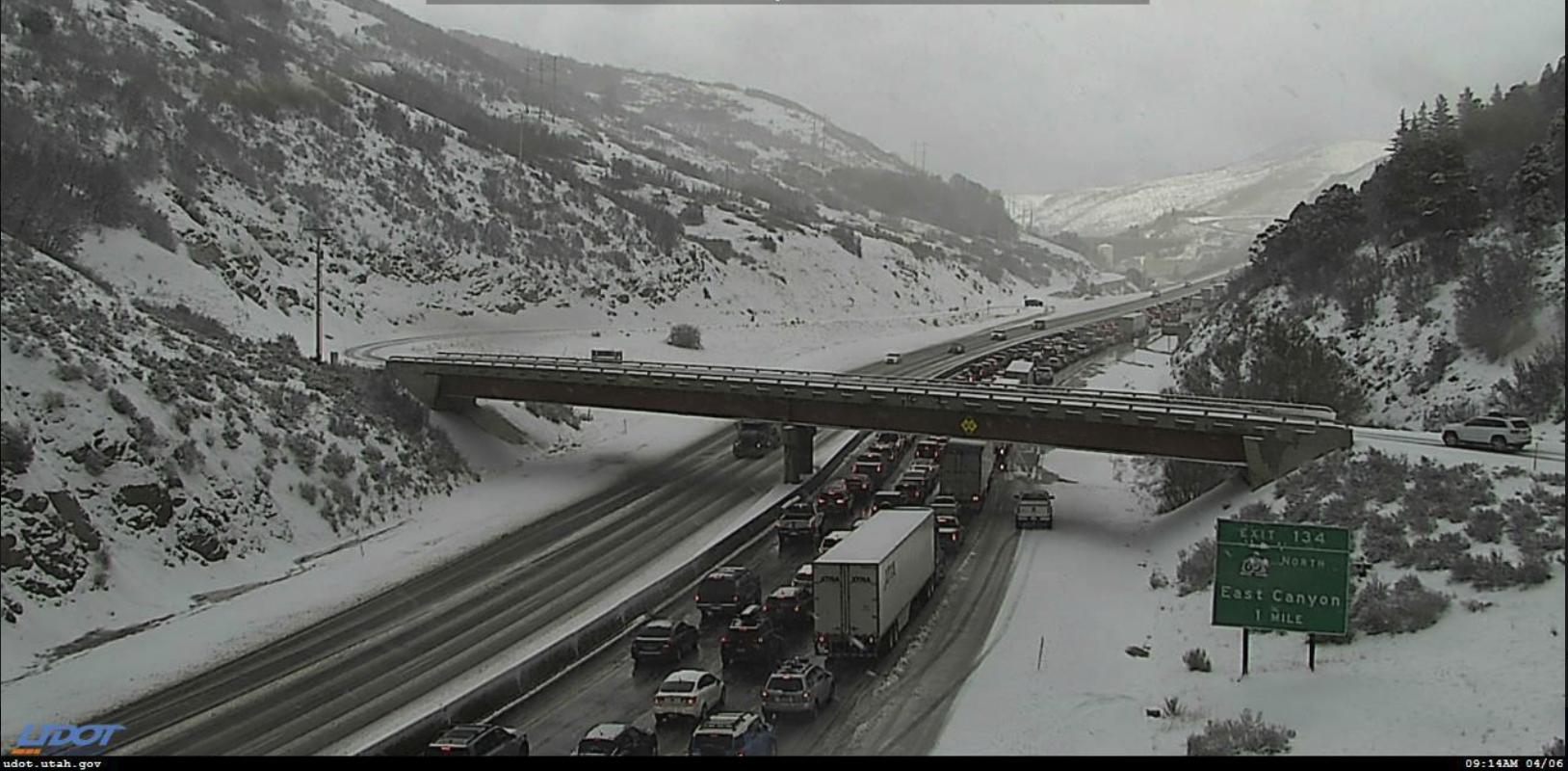 A Utah Department of Transportation camera shows traffic eastbound in Parley's Canyon.