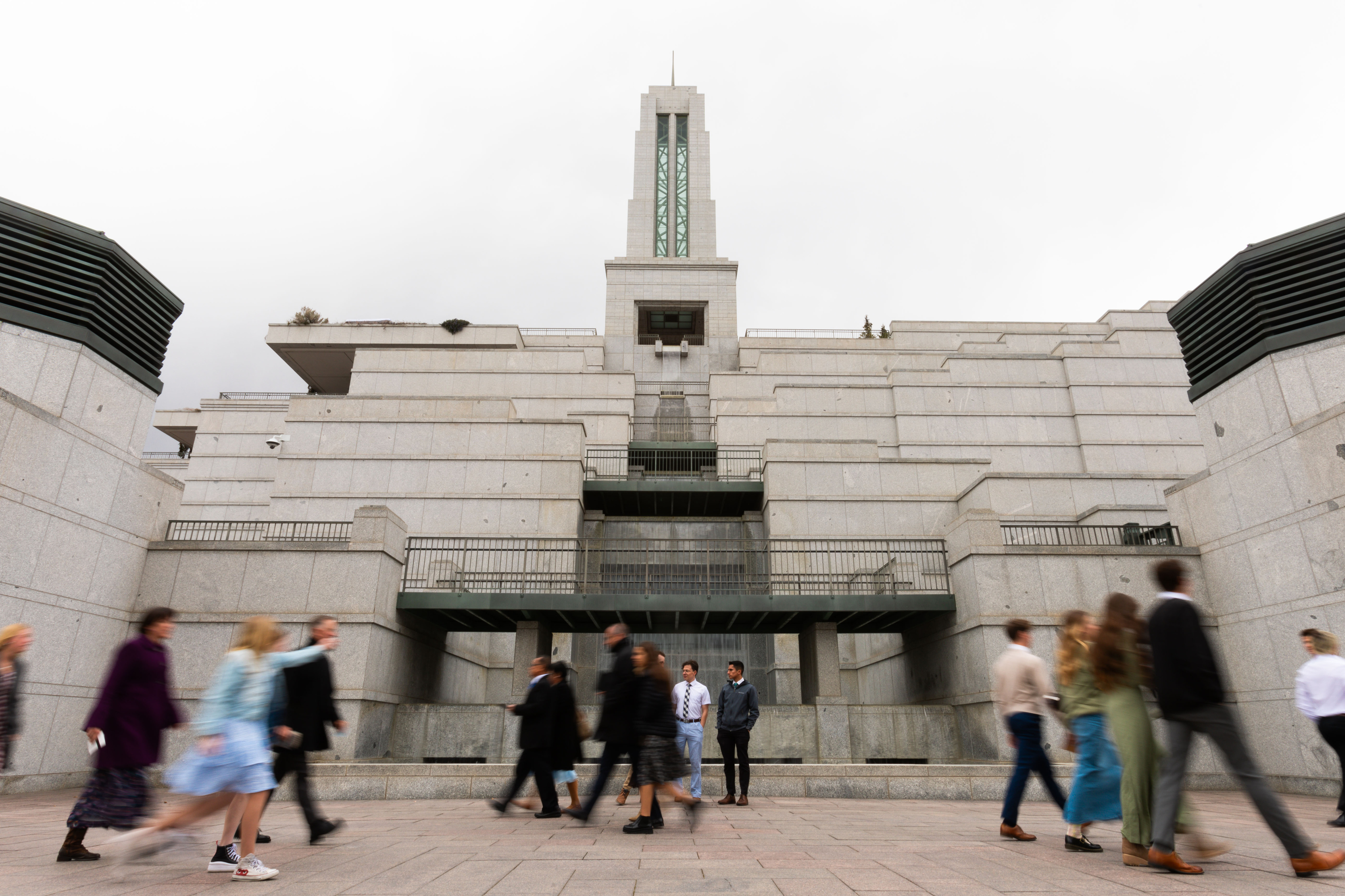 Conferencegoers file in before the Saturday afternoon session of the 194th Annual General Conference of The Church of Jesus Christ of Latter-day Saints at the Conference Center in Salt Lake City.