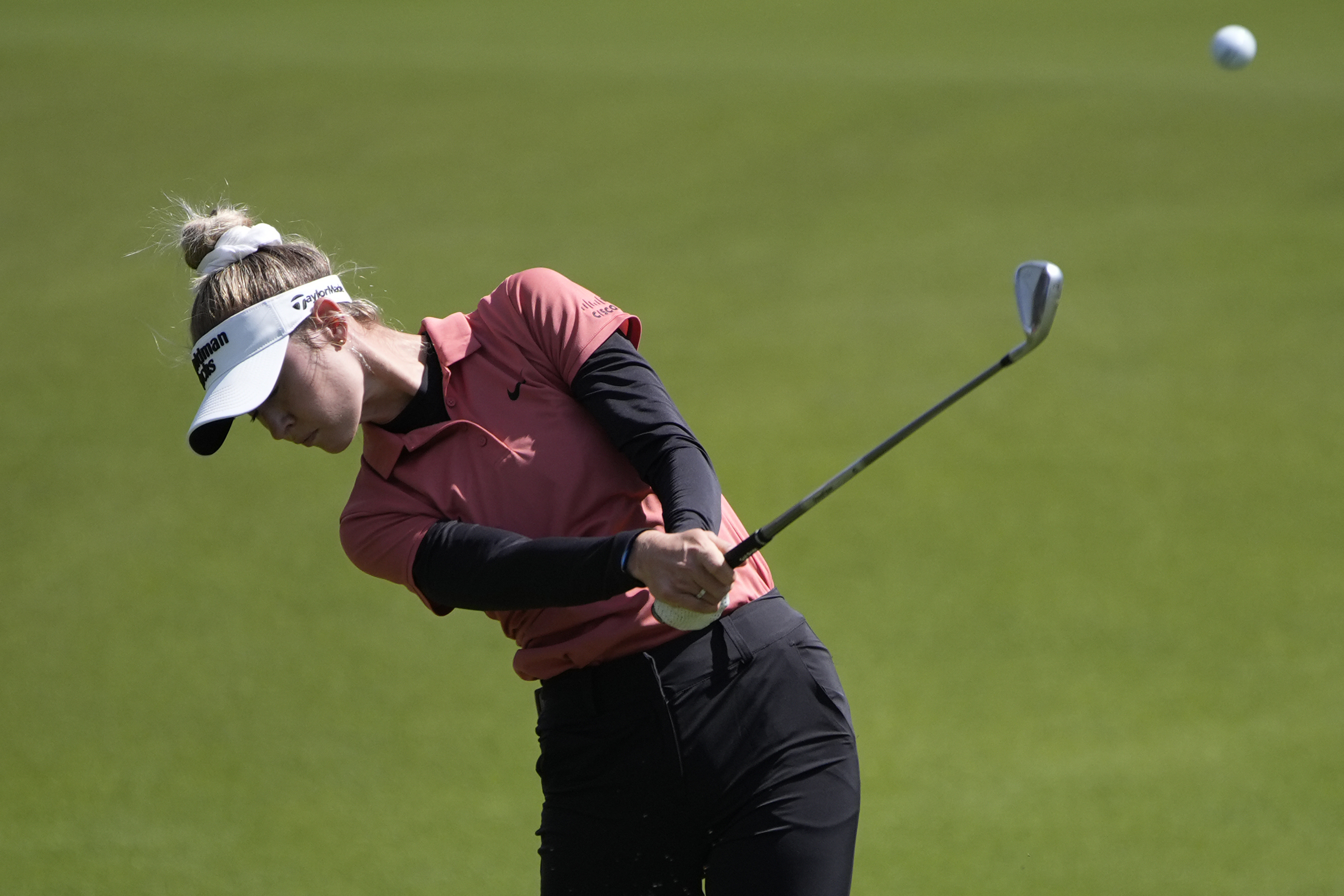 Nelly Korda hits off the first fairway during the final round of the LPGA T-Mobile Match Play golf tournament Sunday, April 7, 2024, in North Las Vegas, Nev. 
