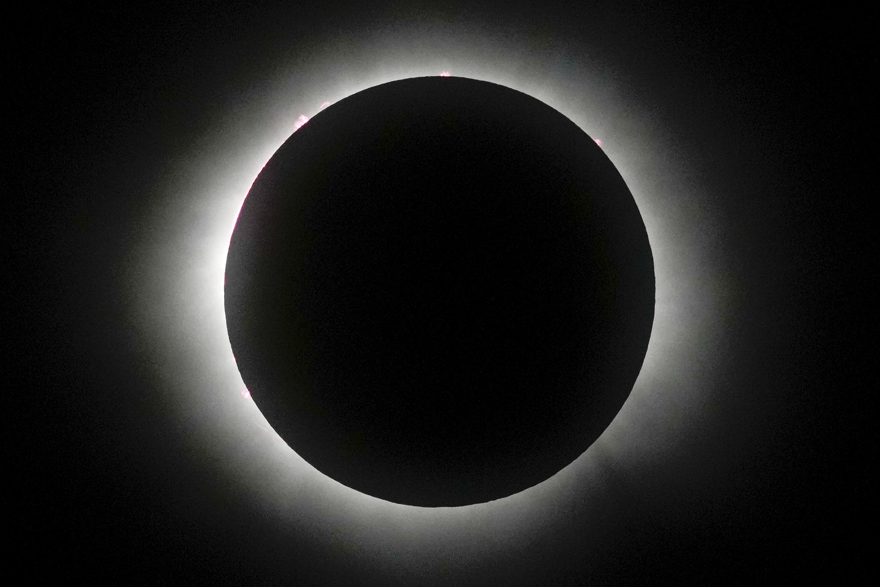 The moon covers the sun during a total solar eclipse in Mazatlan, Mexico, Monday.