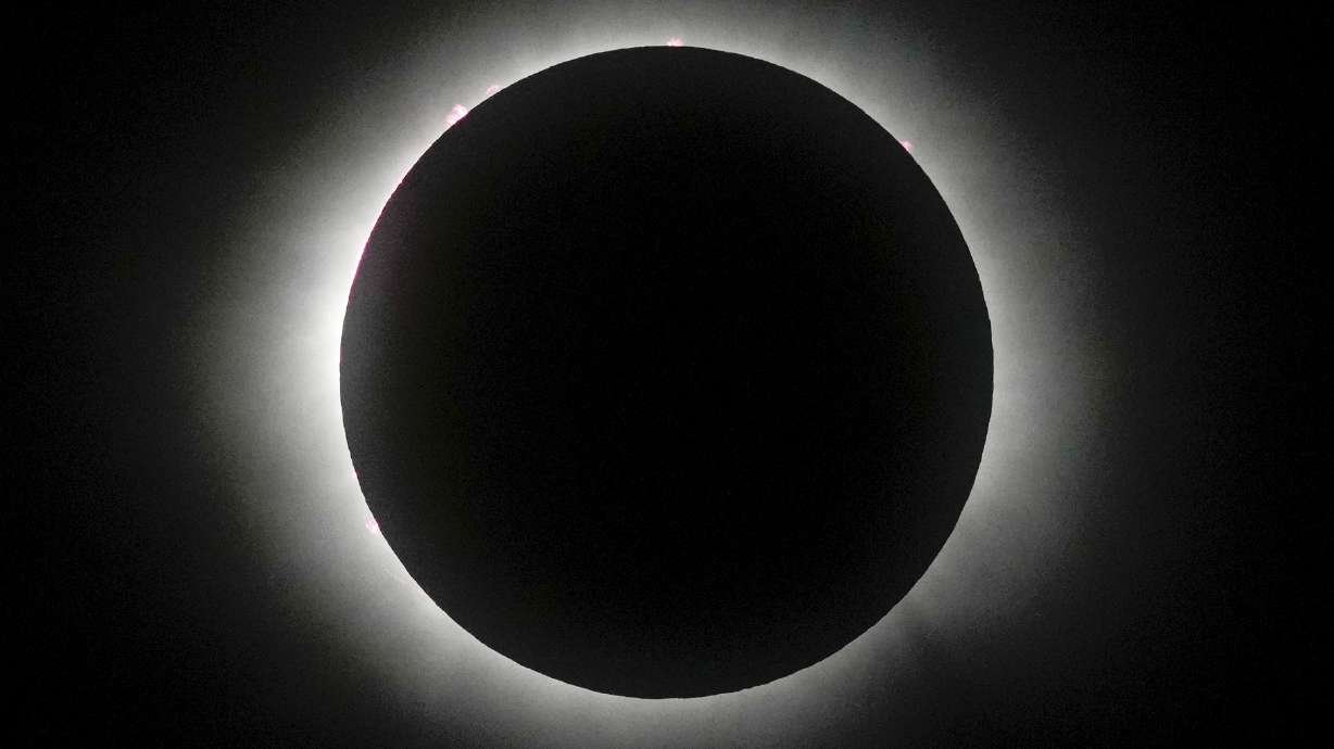 The moon covers the sun during a total solar eclipse in Mazatlan, Mexico, Monday.