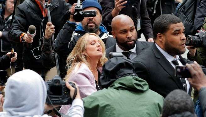 Stormy Daniels enters federal court in the Manhattan borough of New York City, April 16, 2018.