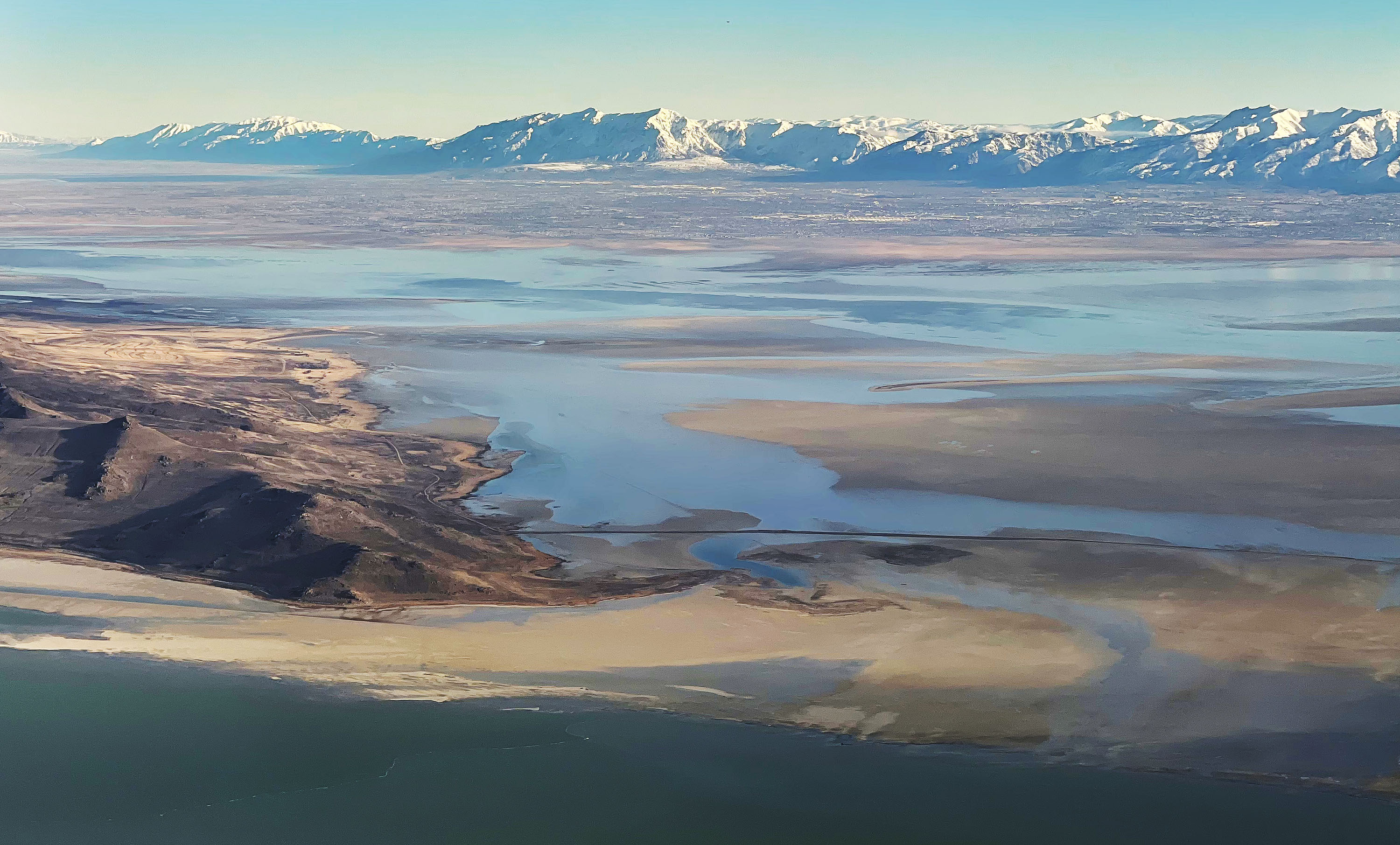 The Great Salt Lake is pictured on Feb. 17. The Great Salt Lake's southern arm is already higher now than it has been in four years, but a new report states it could reach a level it hasn't touched since 2017.