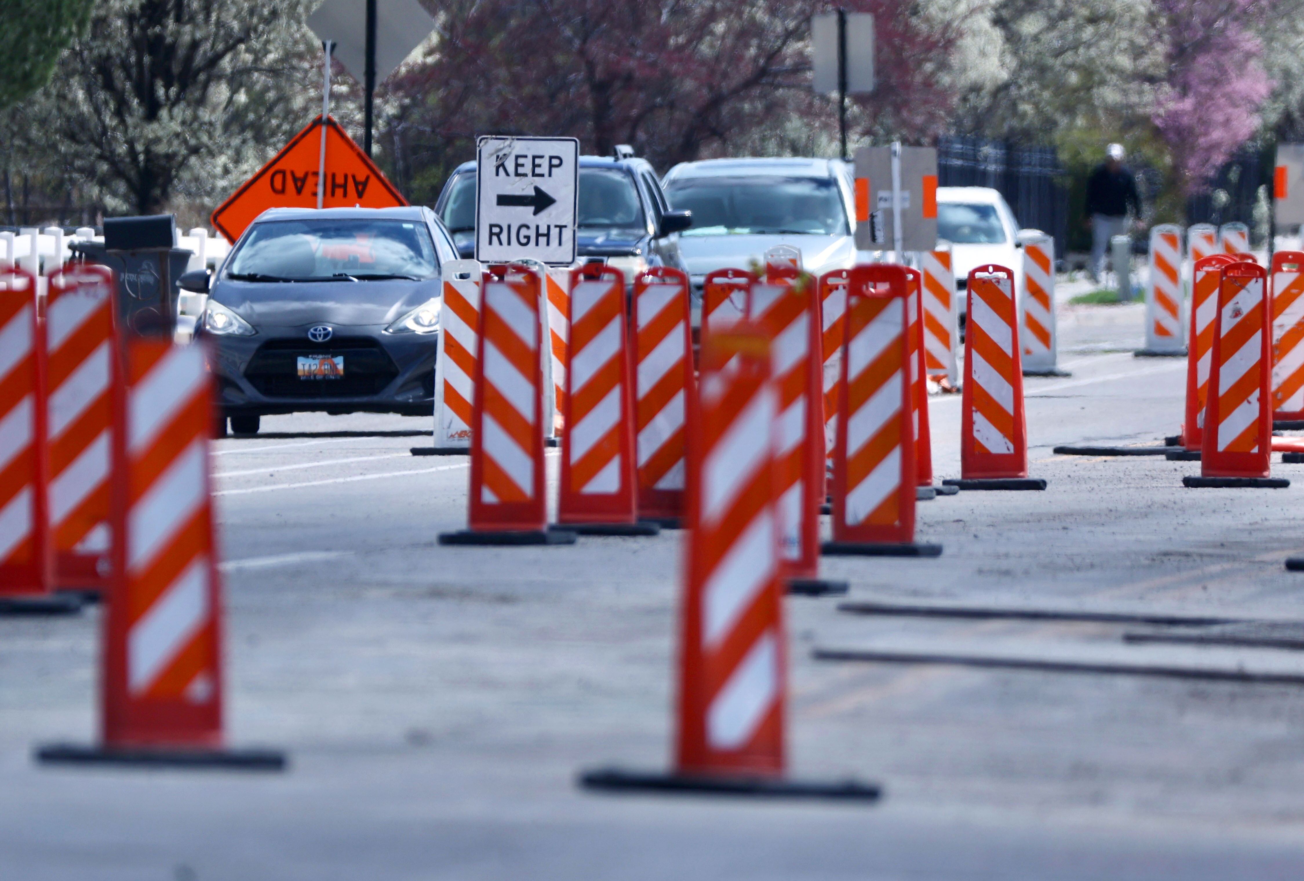 Vehicles navigate a construction zone in South Jordan on Monday. Utah ranks third place in the nation as the deadliest state for construction zone crashes.