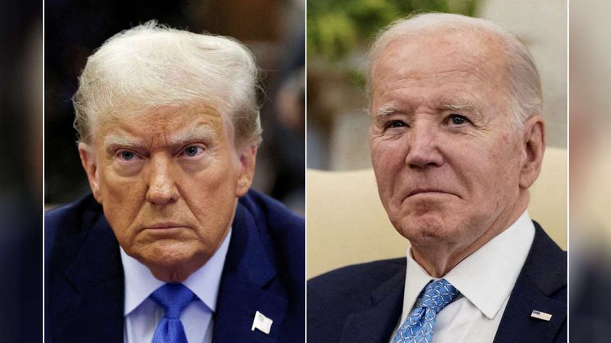 President Joe Biden, right, has marginally widened his lead over Donald Trump ahead of the November presidential election, a poll finds.