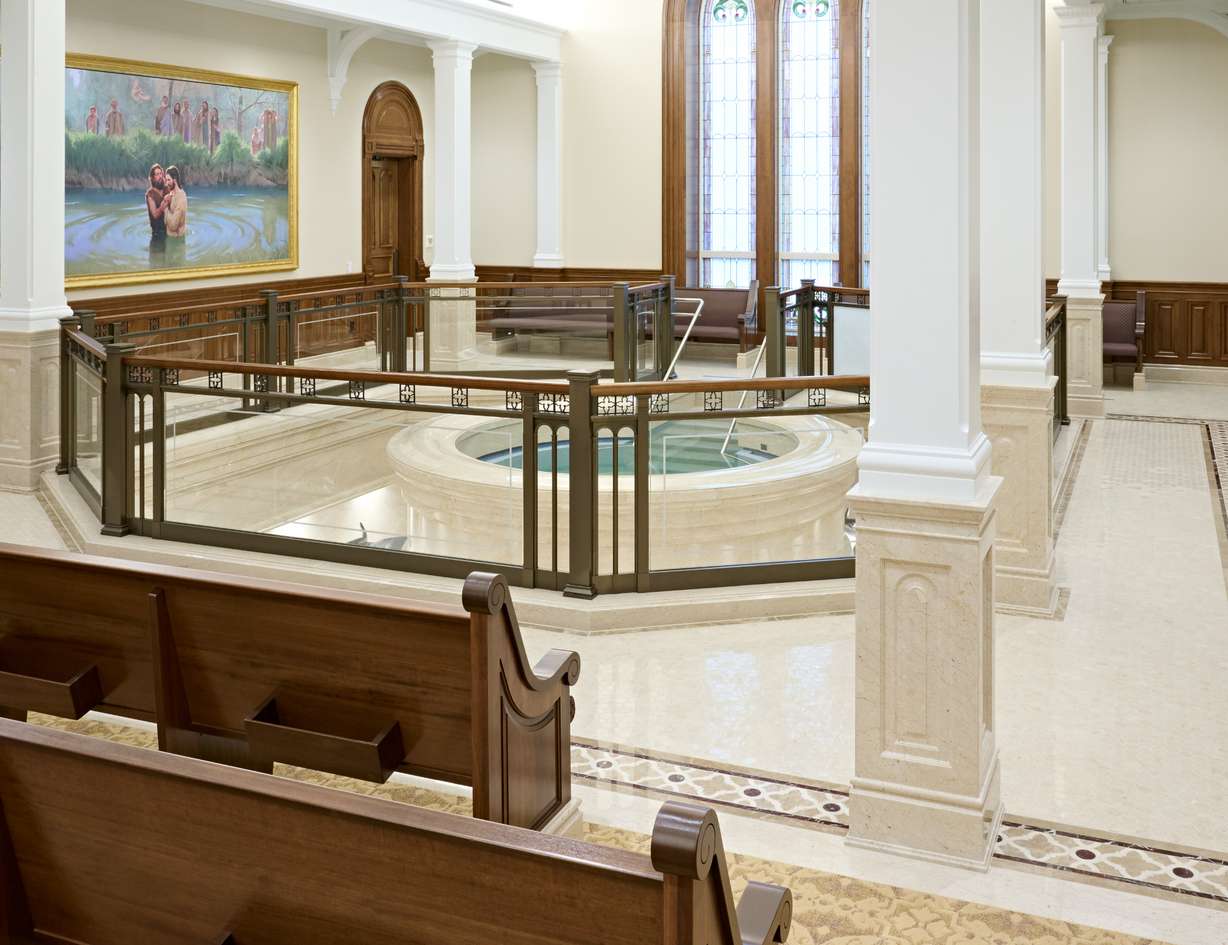 The baptistry in the Taylorsville Utah Temple. The temple will be open to the public for tours beginning on Saturday.