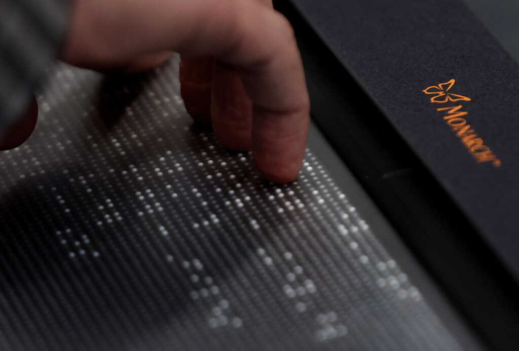 The Monarch, a multi-line Braille display, is used at the Utah Schools for the Deaf and the Blind in Salt Lake City on Wednesday.