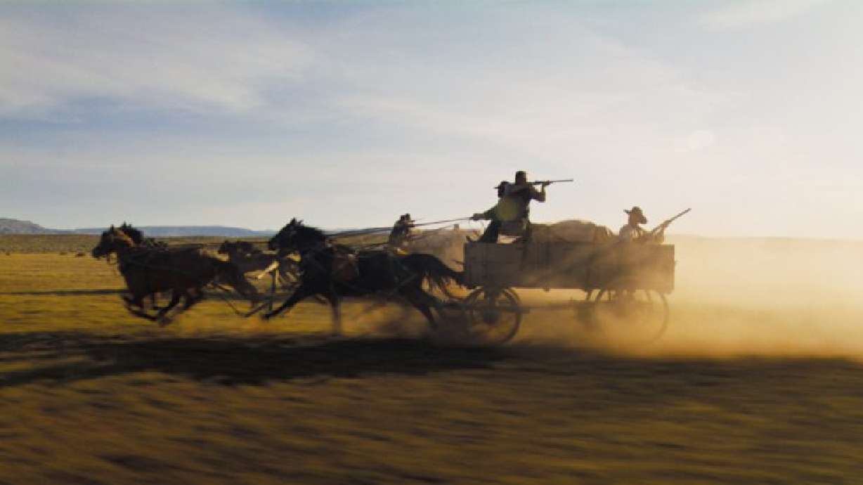 A scene from Kevin Costner’s “Horizon: An American Saga,” filmed in southern Utah, location and date not specified.