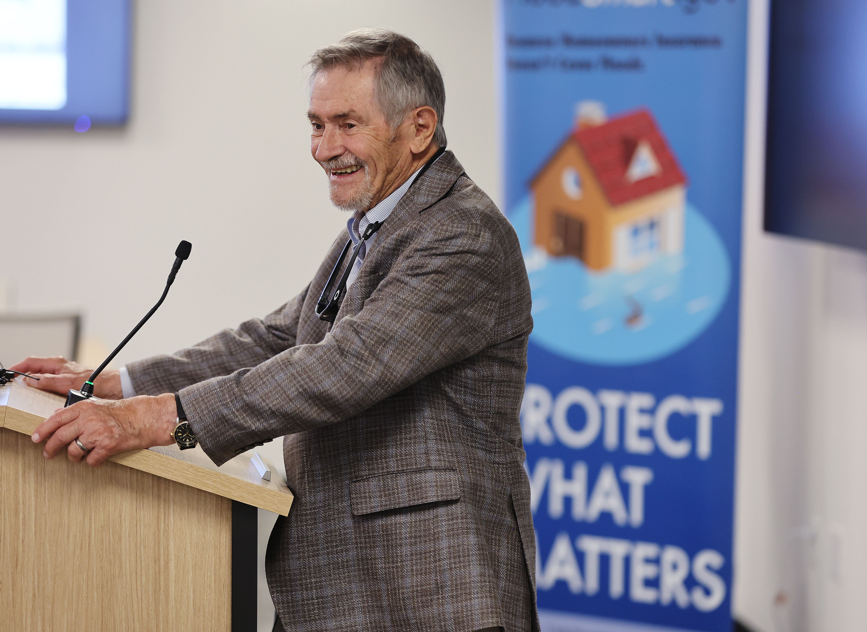 Former Salt Lake City Mayor Ted Wilson speaks in Taylorsville on May 30, 2023. Wilson died Thursday at the age of 84 due to congestive heart failure and Parkinson's disease.
