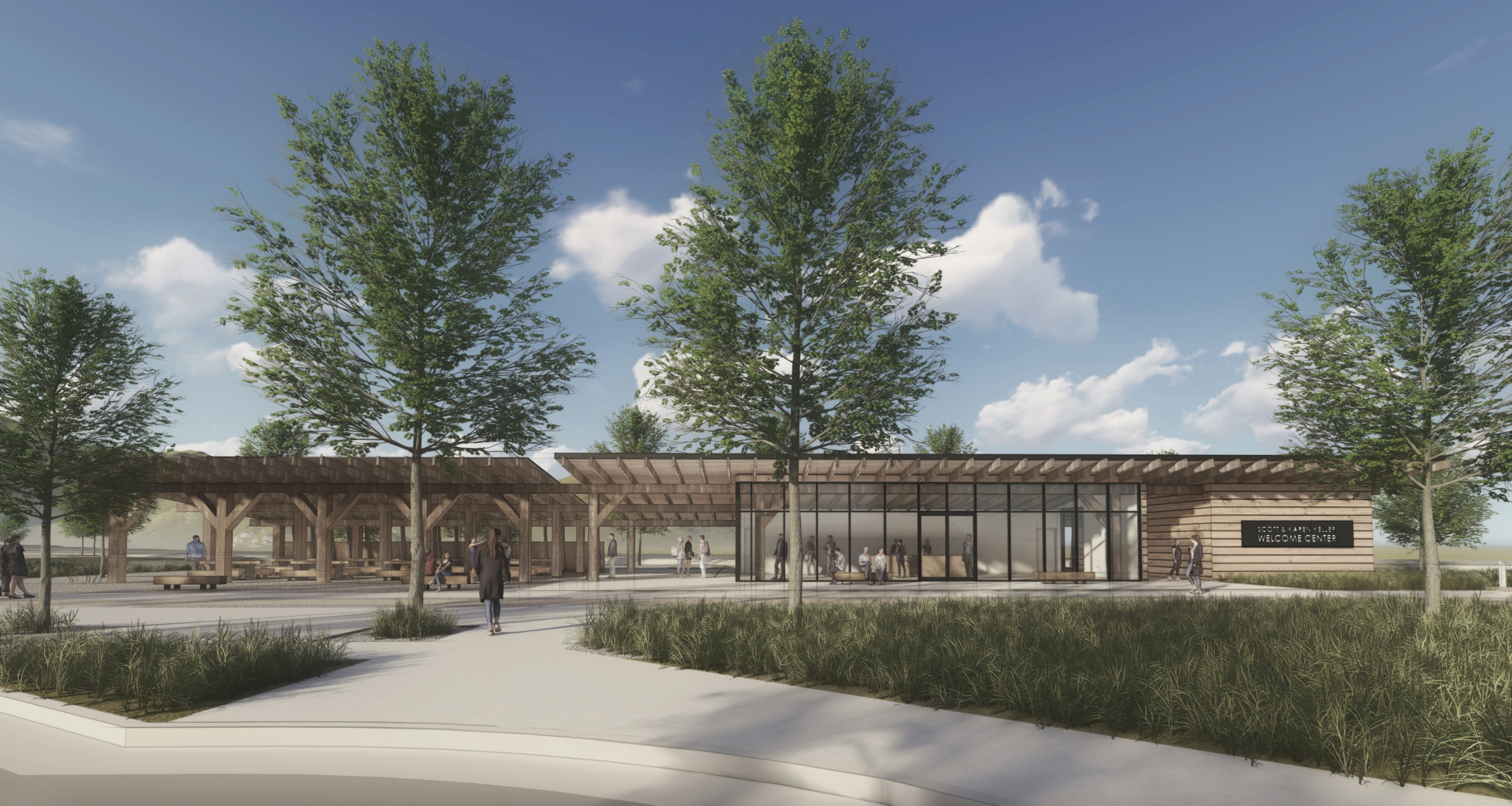 A rendering showing what the Scott and Karen Keller Welcome Center is expected to look like at the new Golden Spike State Monument. Golden Spike Foundation officials on Thursday said Thursday construction is expected to begin and end in 2025.