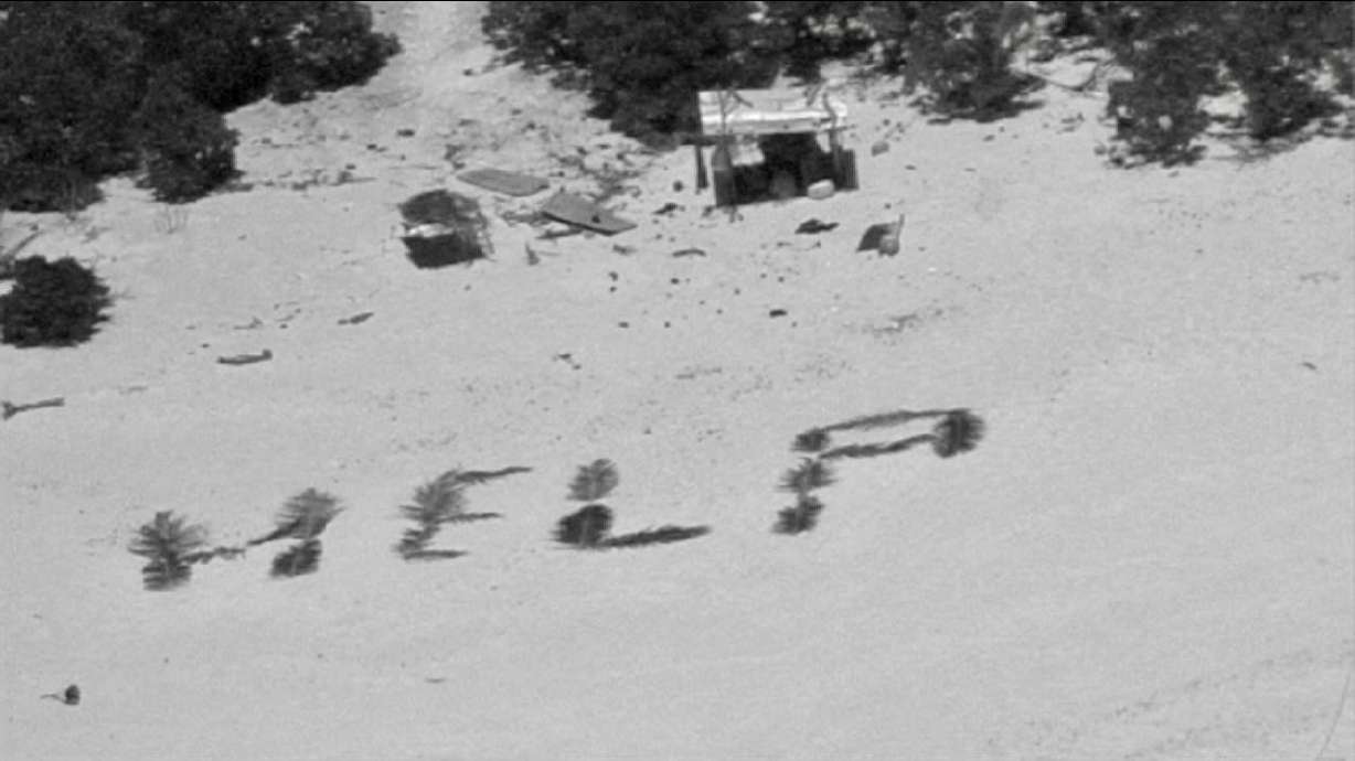 The crew of a Hawaii-based Coast Guard HC-130J Hercules aircraft made contact with three mariners stranded on Pikelot Atoll, Yap State, Federated States of Micronesia, after dropping them a radio on Monday.