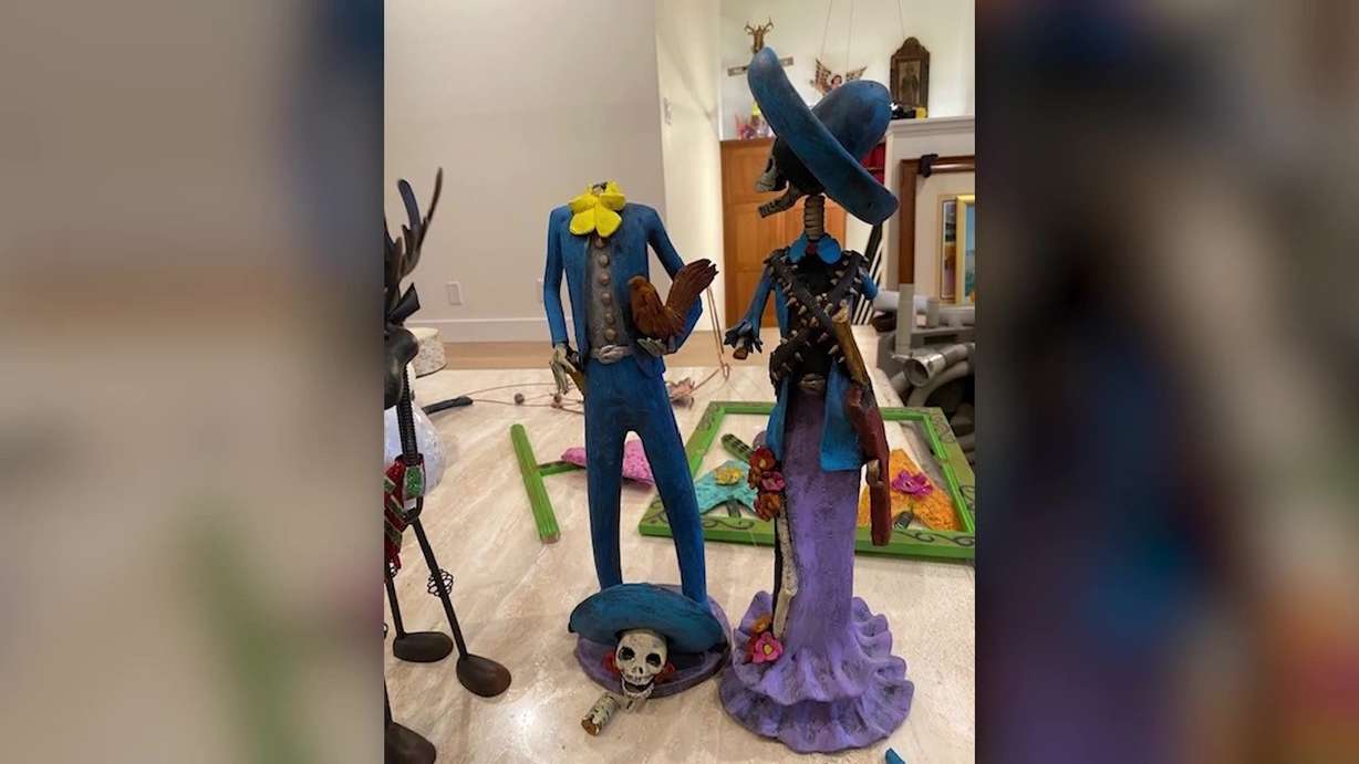 Two statues that were broken in the move.