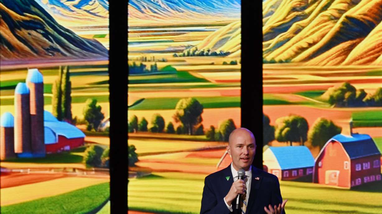 Gov. Spencer Cox speaks at the One Utah Summit at the Grand America Hotel in Salt Lake City on Friday. Cox said Utah's culture is what separates the Beehive State from the rest of the nation.