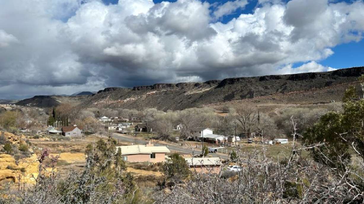 This image views the town of Gunlock, Washington County, from a hill on the western side of the area, March 1.