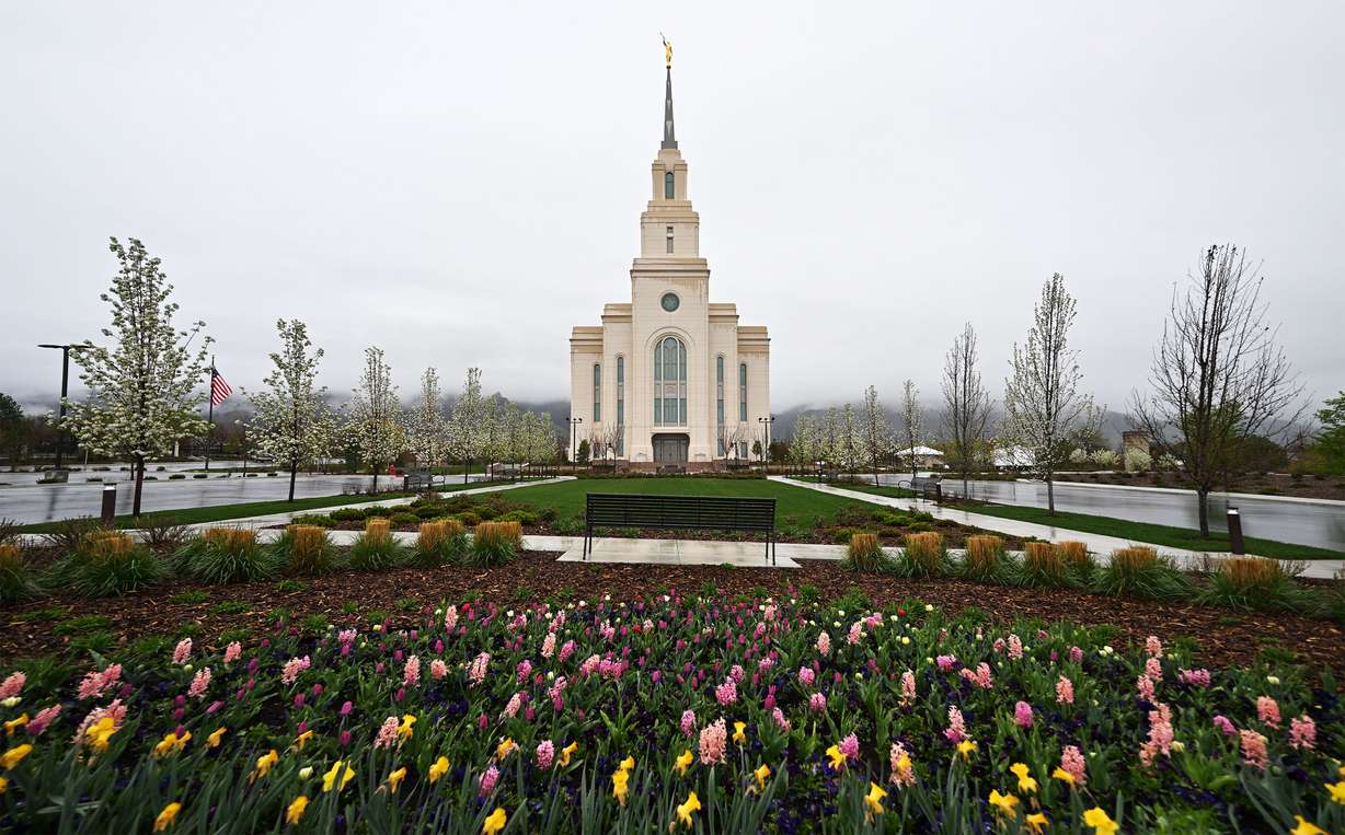 Media representatives get a chance to tour the Layton temple on Monday.