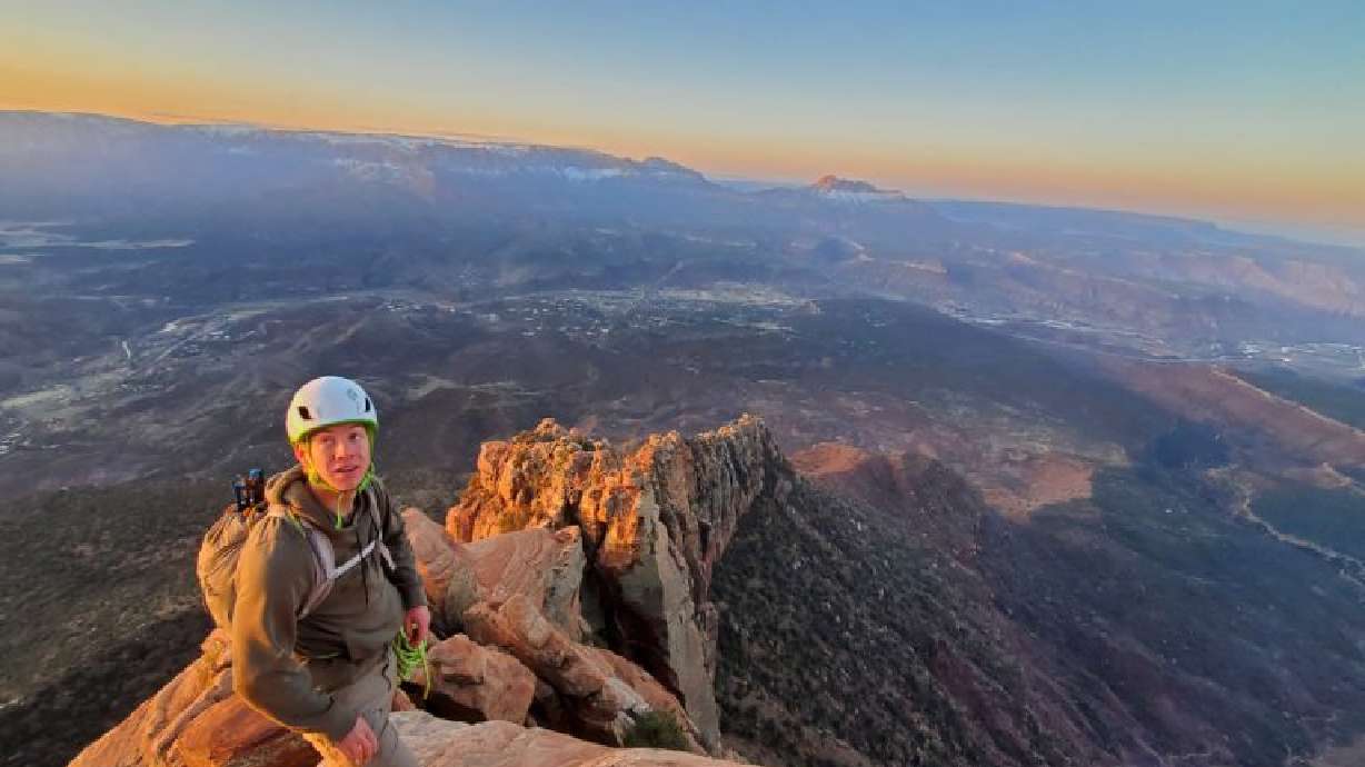 Connor Baty scaled the “Complete Towers of the Virgin Traverse” in Zion National Park with his friend James Barrow, Springdale, Washington County, date not specified.
