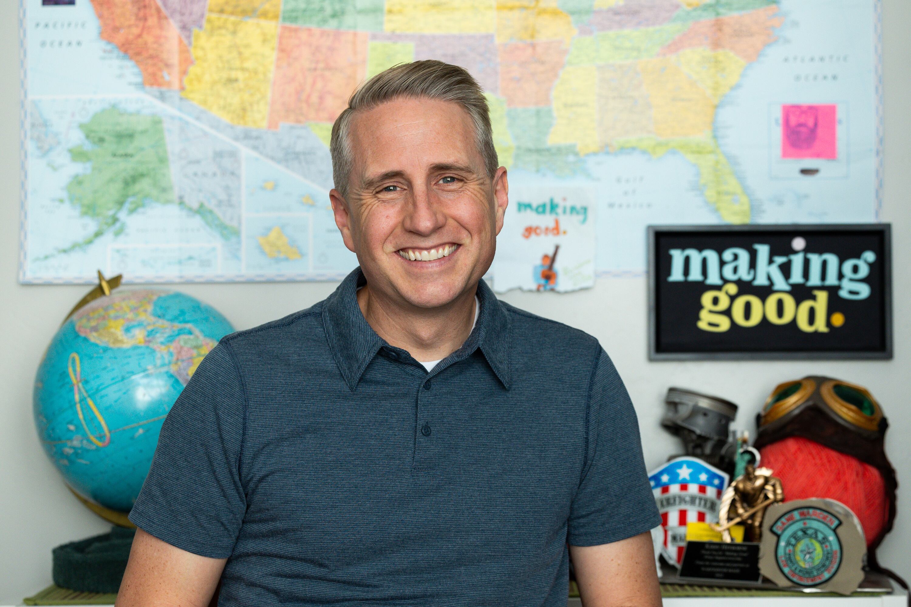 Kirby Heyborne smiles for a portrait in front of his film setup in his home in American Fork on Friday.