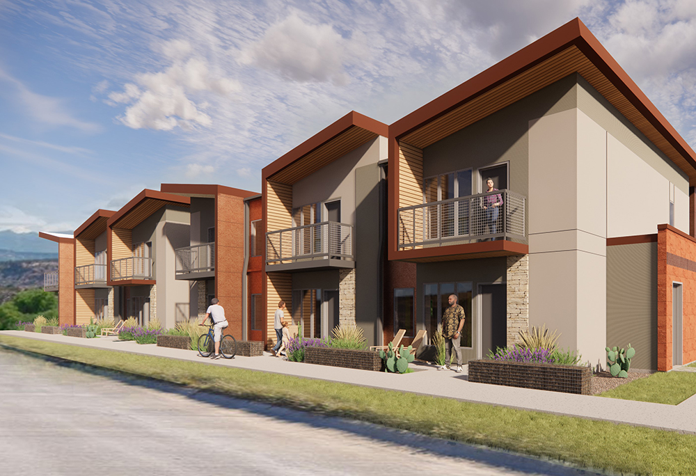 A rendering of planned housing in Moab that hopes to ease the city's extreme affordable housing crisis.